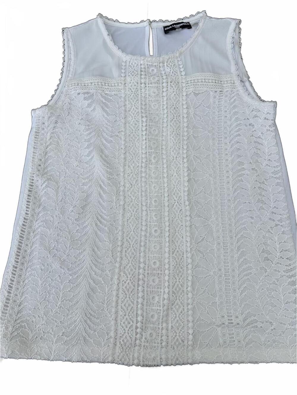 Karl Lagerfeld Lace Front Sleeveless Top S